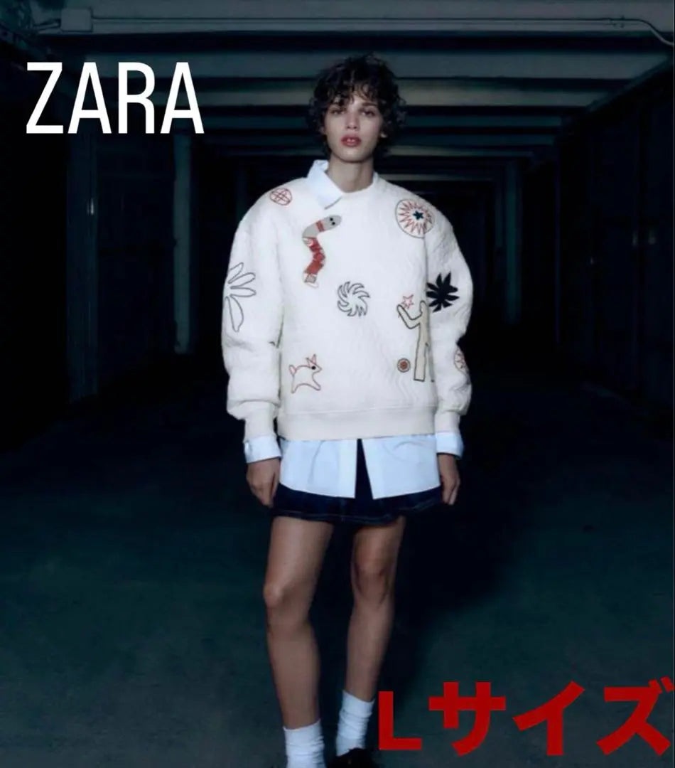 [Lower price] Embroidered quilted sweatshirt ZARA ZARA size L