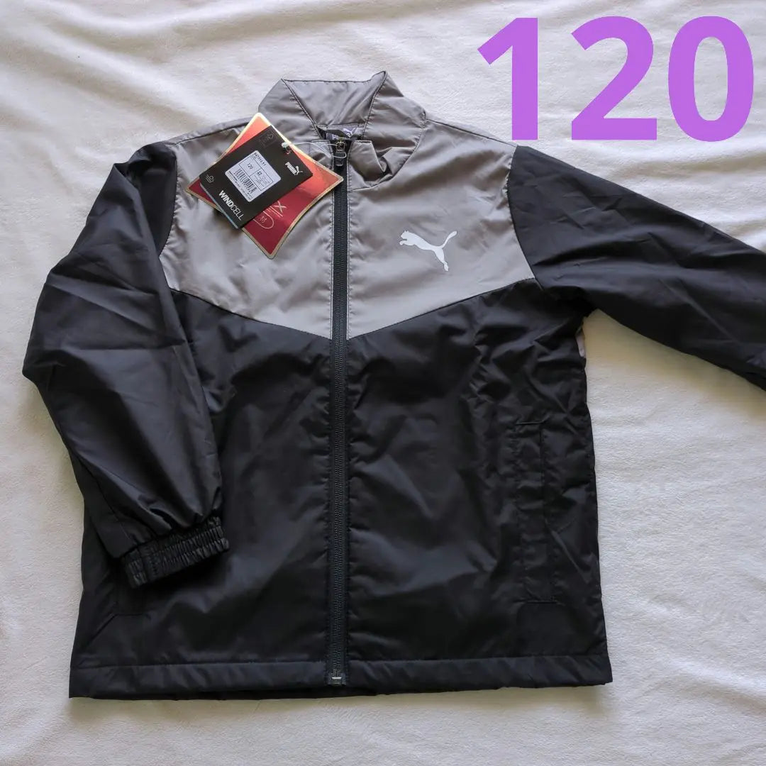 PUMA Fleece Jacket 120cm Black/Grey Windbreaker Topwear