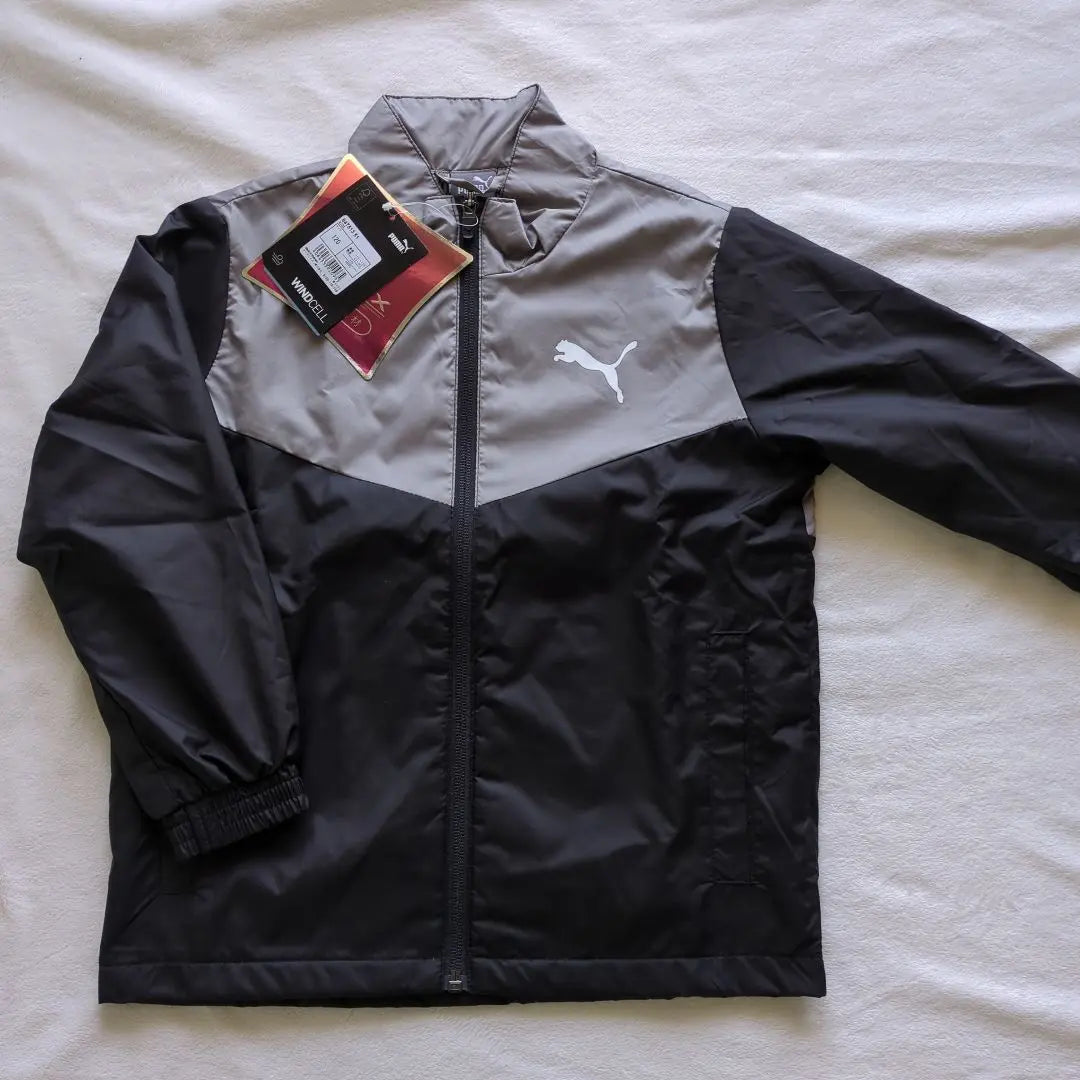 Chaqueta polar PUMA de 120 cm, cortavientos, color negro y gris