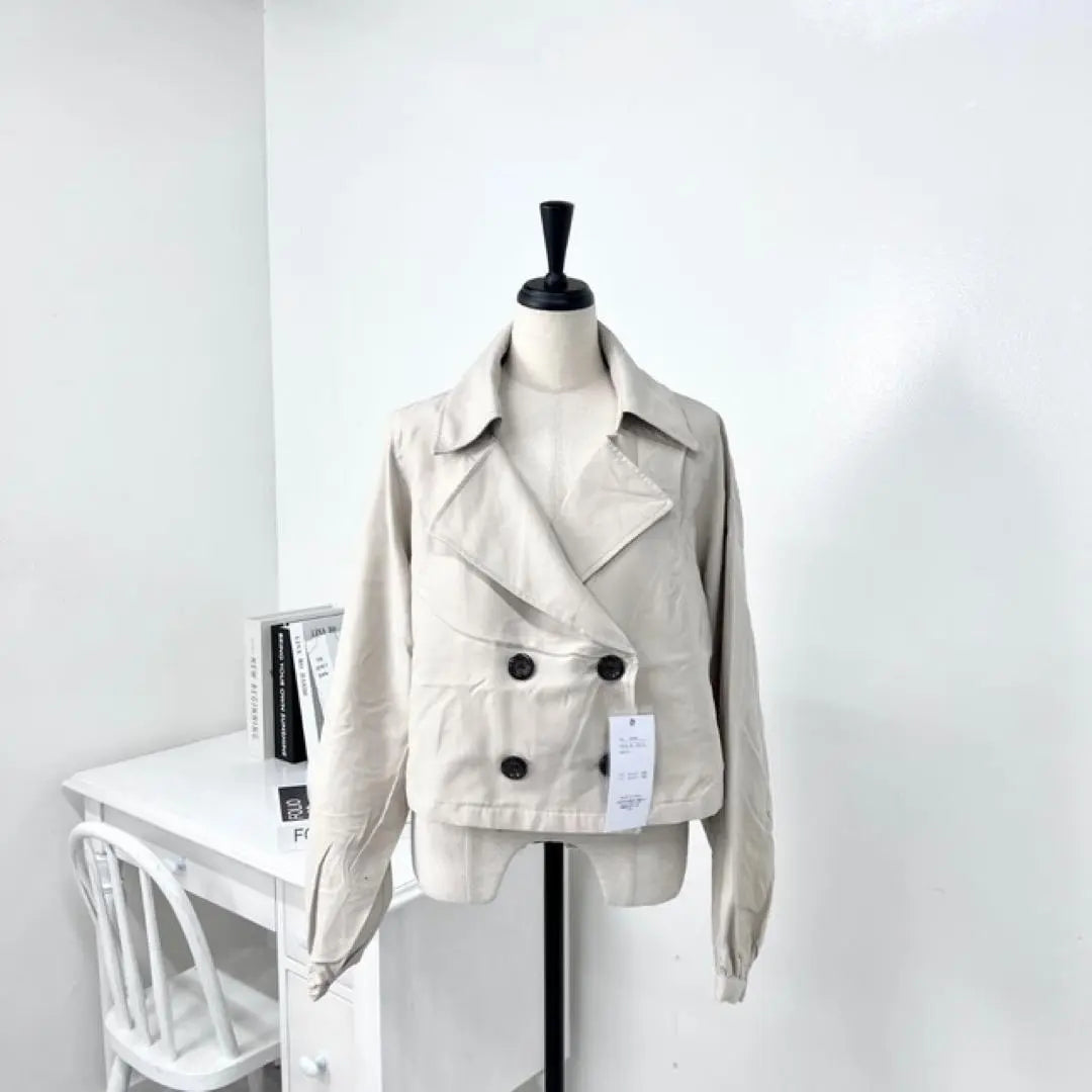 Conjunto de 2 piezas de chaqueta y chaleco largo izquierdo, beige claro, elegante y multiposición