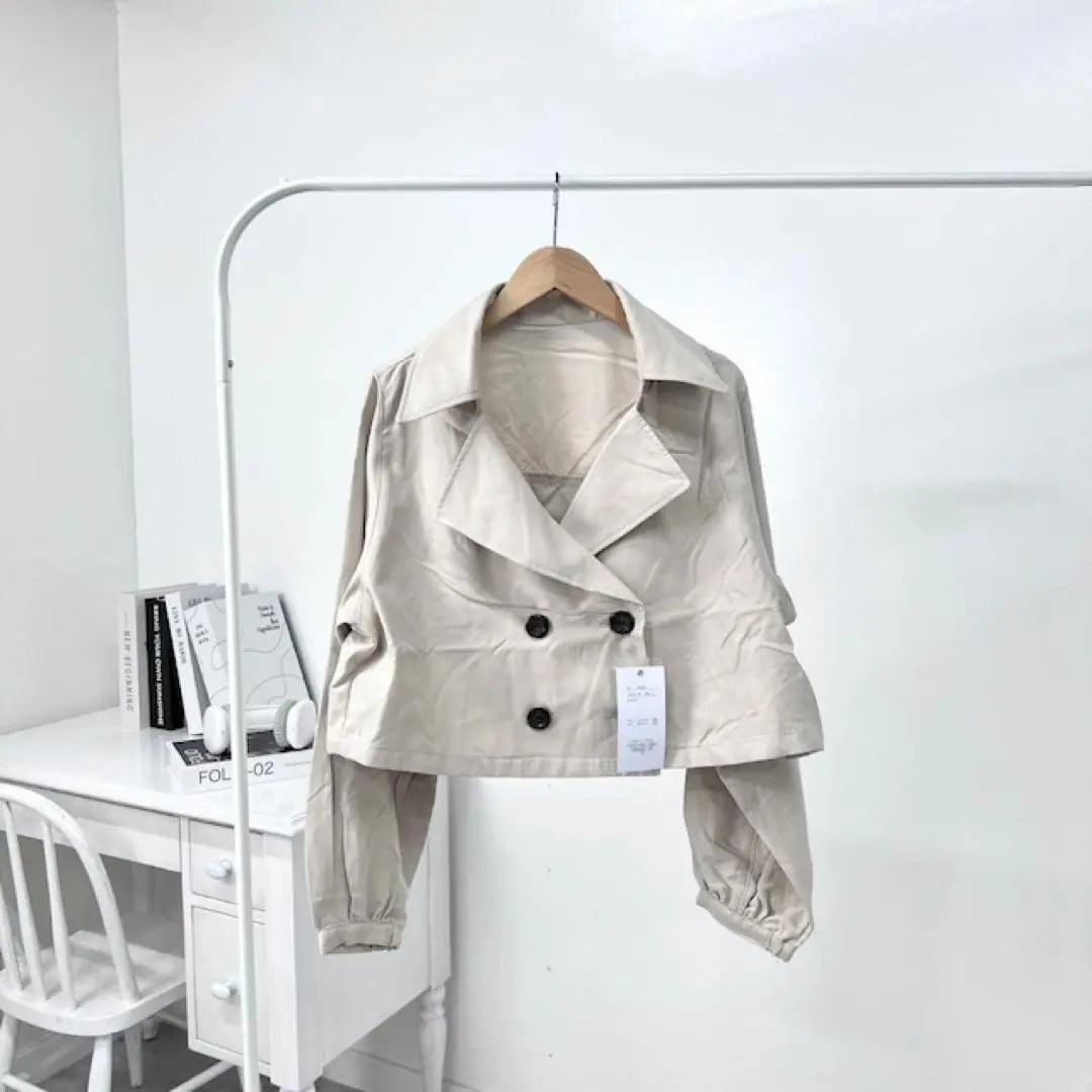 Conjunto de 2 piezas de chaqueta y chaleco largo izquierdo, beige claro, elegante y multiposición