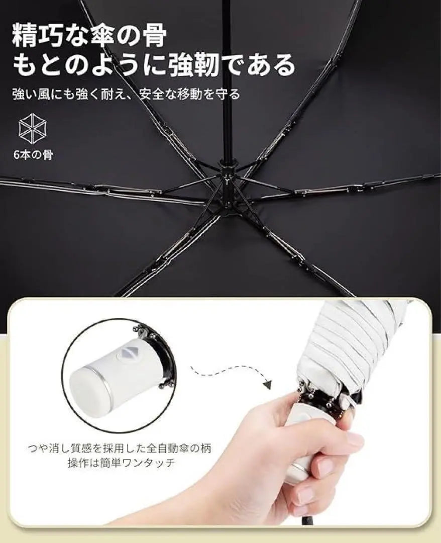 ❤️Folding parasol ❤️Sunny rain White Gray One-touch opening and closing UV rays Parasol Compact