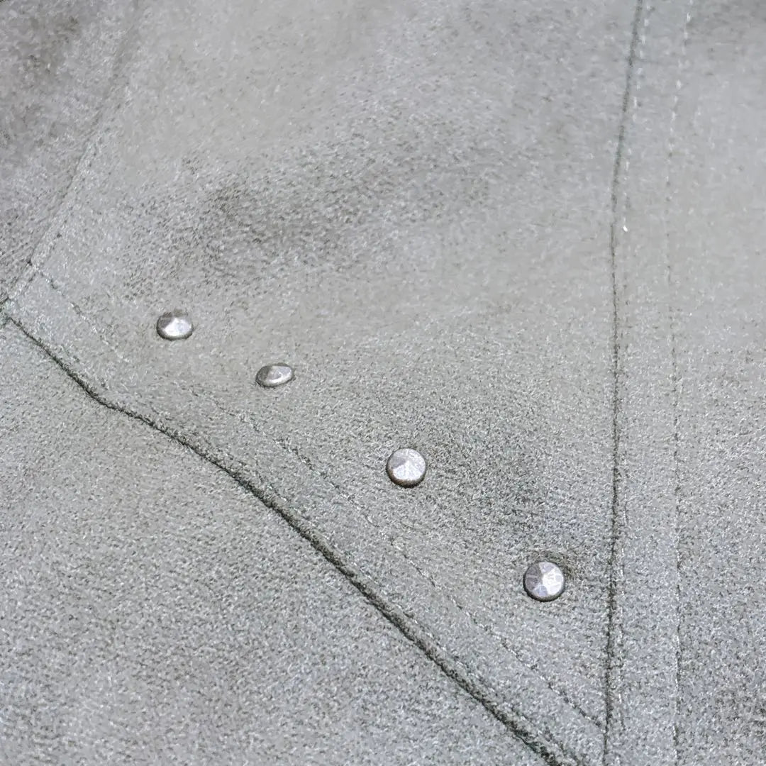 [Eye collection] Beauty suede style no -color jacket Total pattern Studs M | 【アイコレクション】美品 スエード風 ノーカラージャケット 総柄 スタッズ M