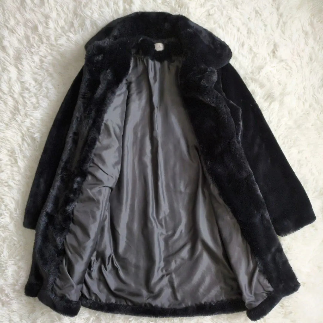 [Good condition] Merry Jonny fur coat black with buttons, free size