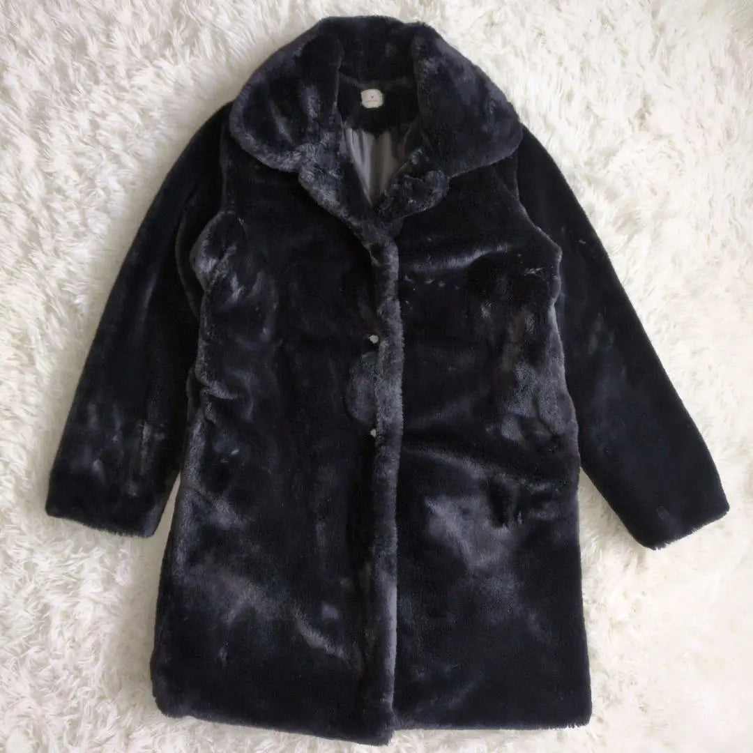 [Good condition] Merry Jonny fur coat black with buttons, free size