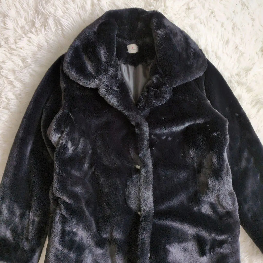 [Good condition] Merry Jonny fur coat black with buttons, free size