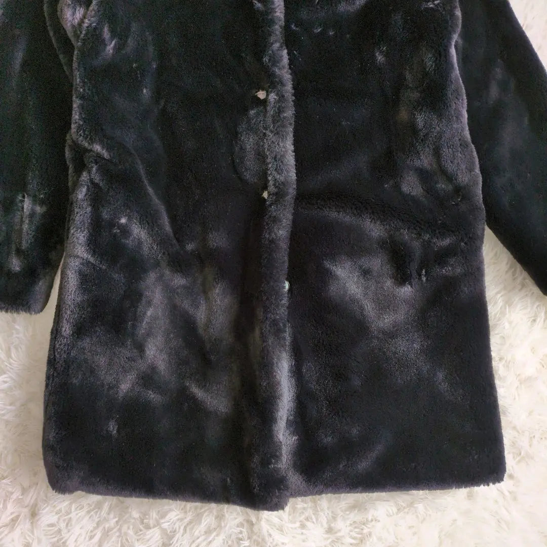 [Good condition] Merry Jonny fur coat black with buttons, free size