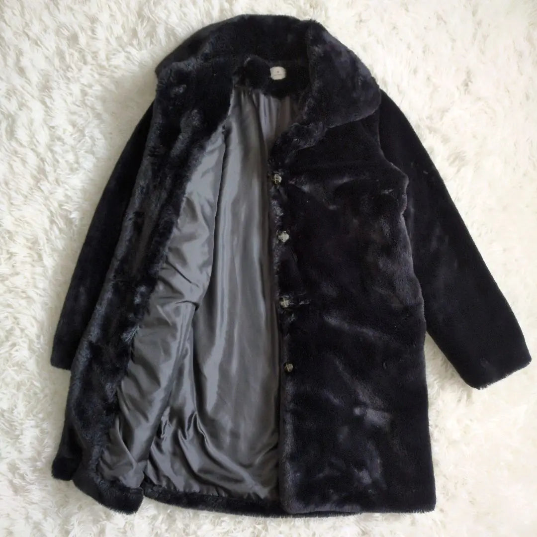 [Good condition] Merry Jonny fur coat black with buttons, free size