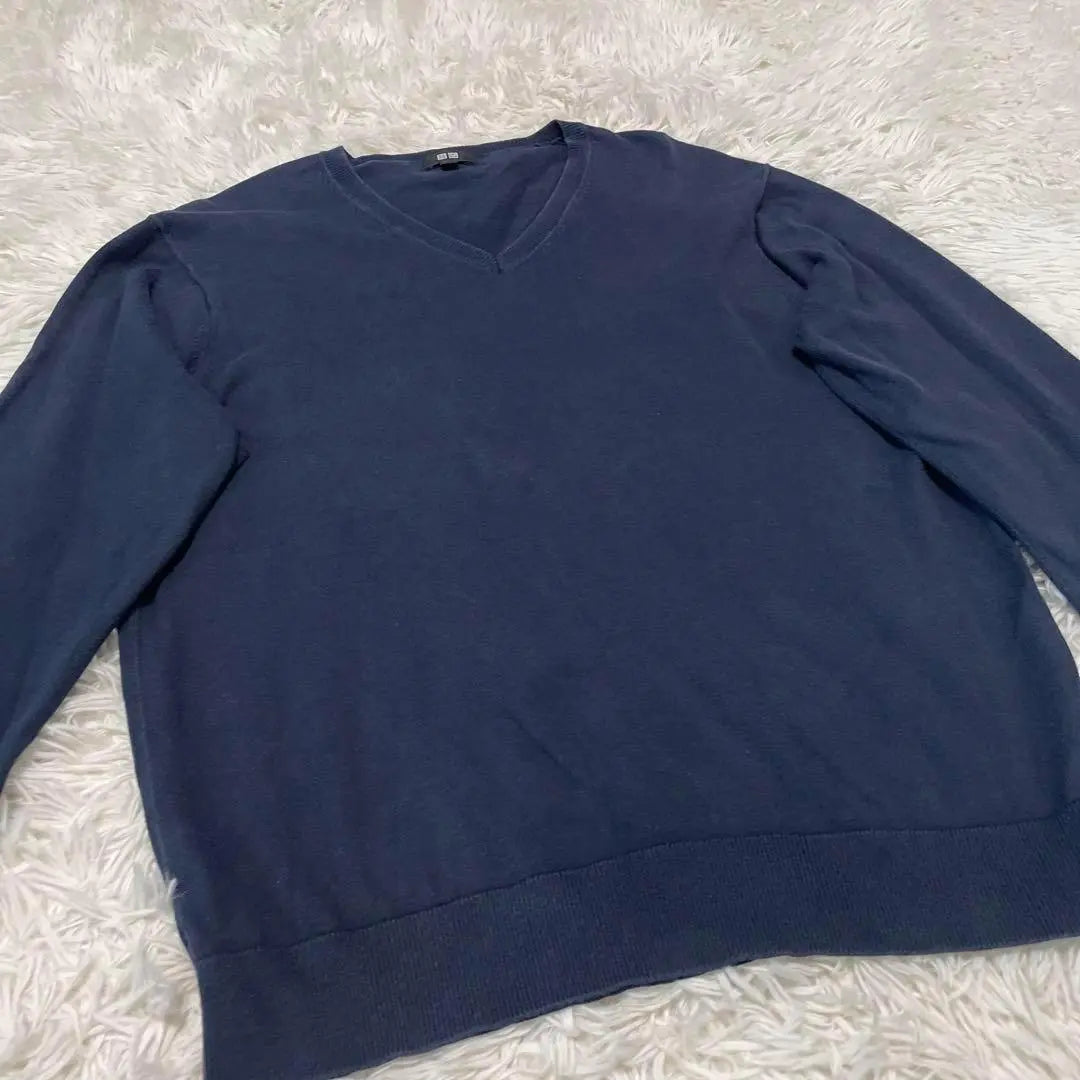 ☆UNIQLO☆Uniqlo [L size] Supima cotton V-neck/long sleeve/navy | ☆UNIQLO☆ユニクロ【Lサイズ】スーピマコットンVネック/長袖/ネイビー