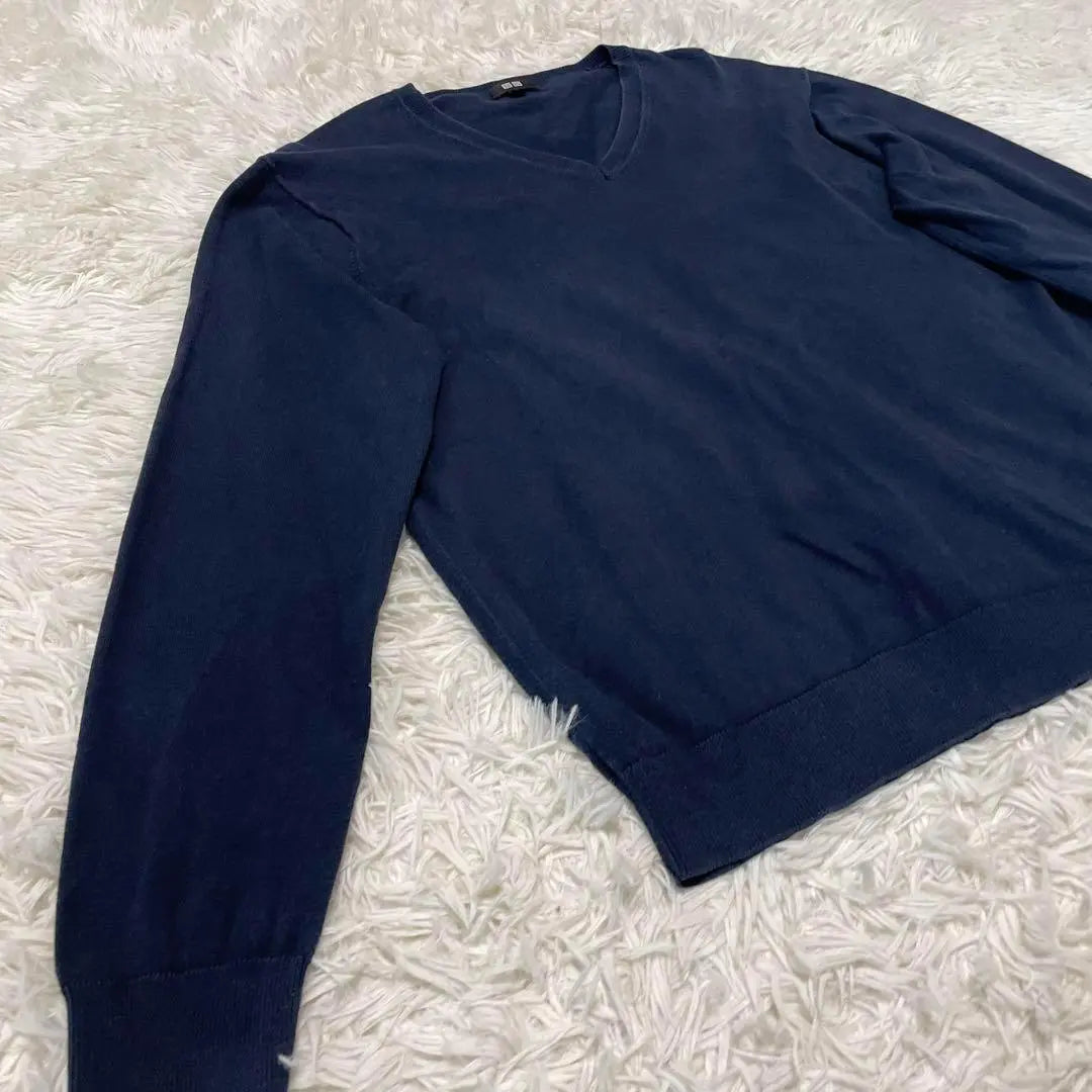 ☆UNIQLO☆Uniqlo [L size] Supima cotton V-neck/long sleeve/navy | ☆UNIQLO☆ユニクロ【Lサイズ】スーピマコットンVネック/長袖/ネイビー