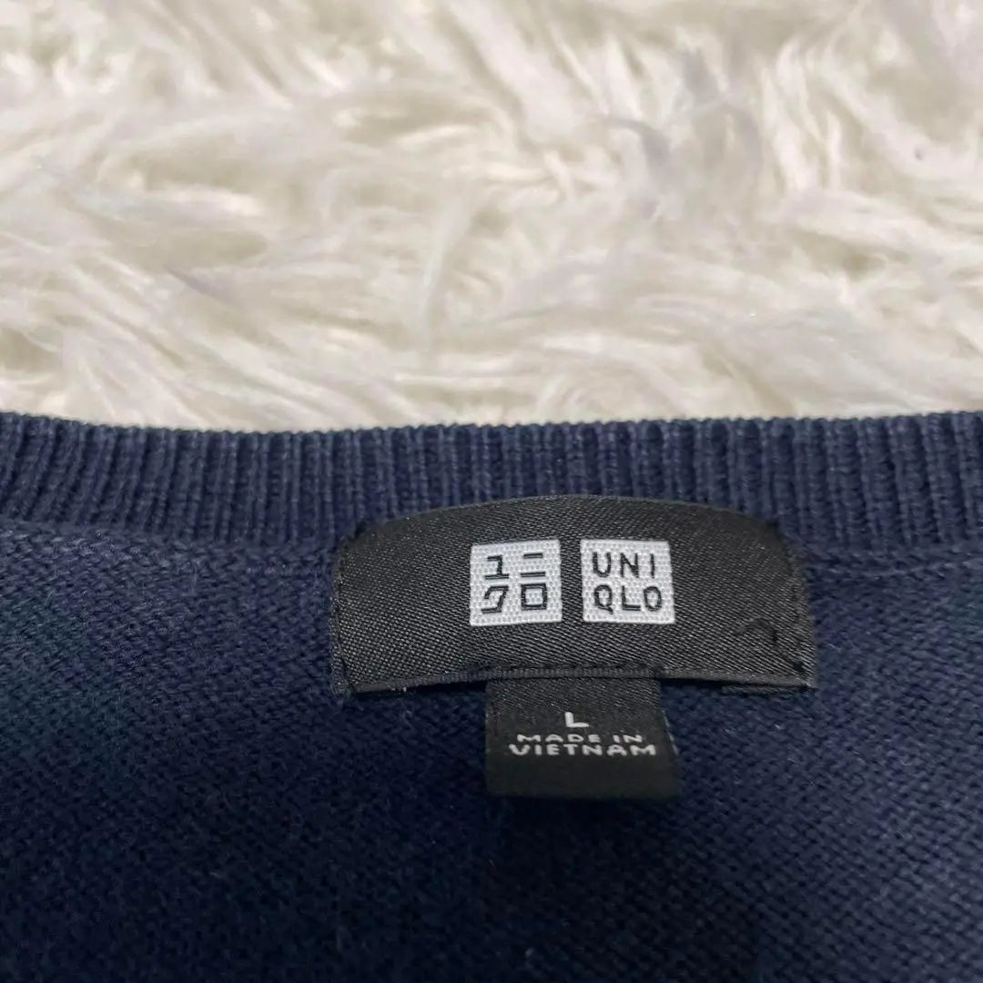 ☆UNIQLO☆Uniqlo [L size] Supima cotton V-neck/long sleeve/navy | ☆UNIQLO☆ユニクロ【Lサイズ】スーピマコットンVネック/長袖/ネイビー