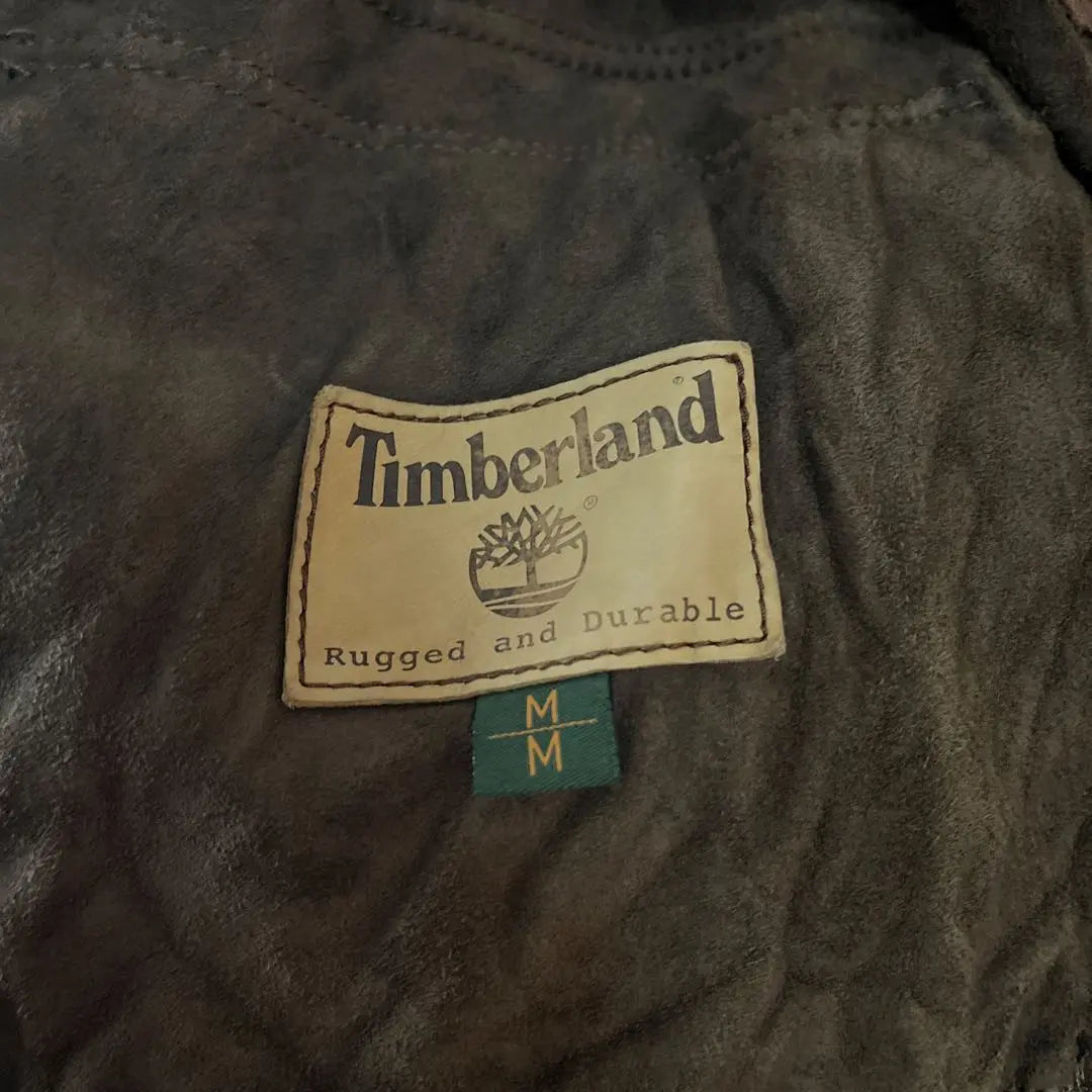 Chaqueta de cuero y lona Timberland de los años 90