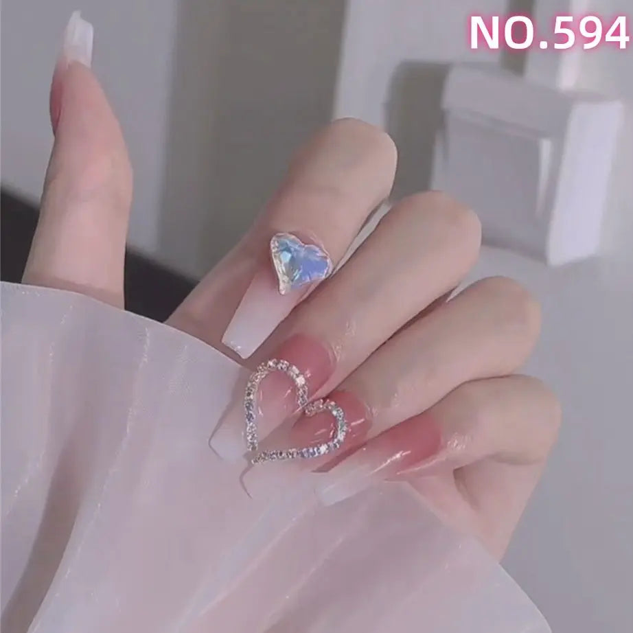 Limited time discount 594 Temperamental nail tips Korea Tweed Graduation Ceremony Heart Preed9