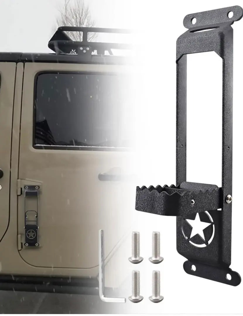 Bisagra de puerta JK Placa plegable de aluminio Bisagra Langler Jeep en forma de estrella | JKドアヒンジステップ アルミ 折り畳み足踏み板 星型 ジープラングラーヒンジ