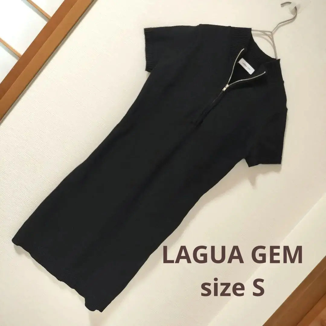 LAGUA GEM Lagua Gem Knee Dress Knit Zip Up Short Sleeve