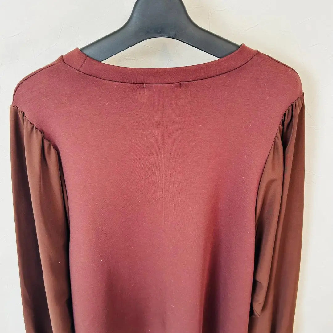 [Good condition, only one item] elgna Bordeaux top, different material, sleeve design, LL