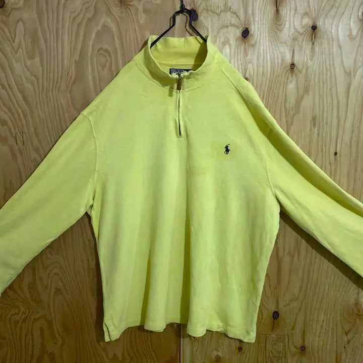 Ralph Lauren Yellow Sweatshirt Half Zip 90s Long Sleeve Men