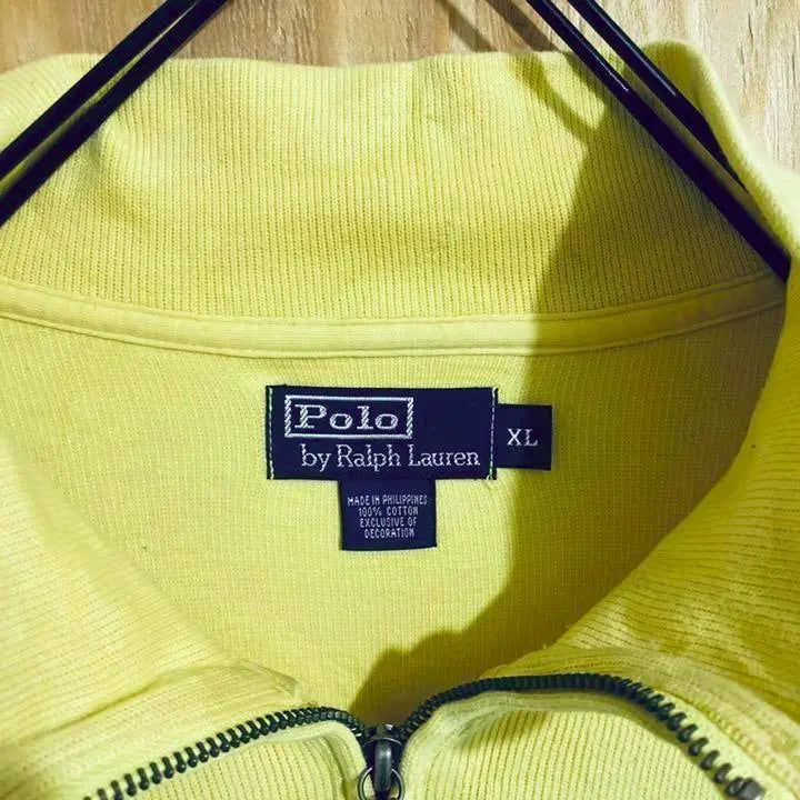 Ralph Lauren Yellow Sweatshirt Half Zip 90s Long Sleeve Men