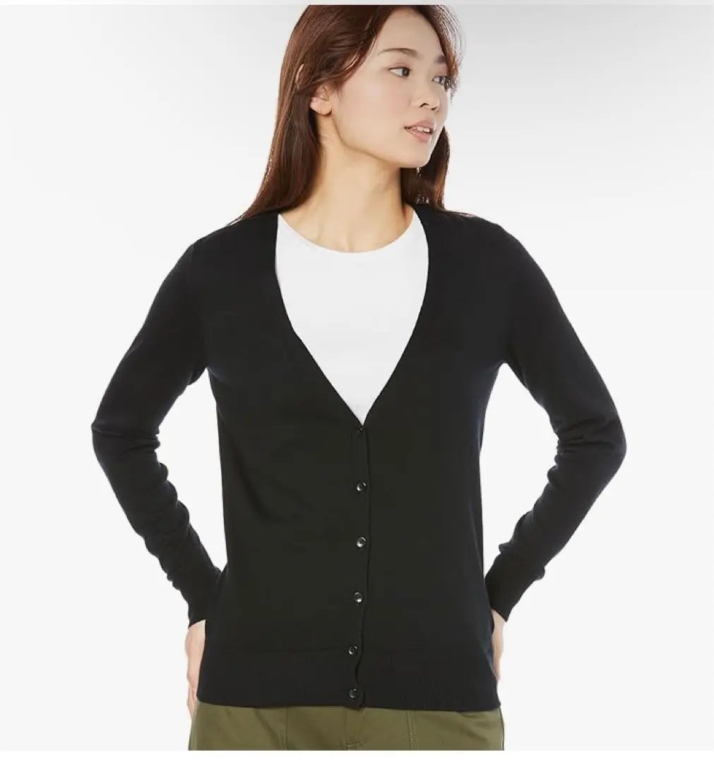 Cardigan Knit Lightweight V Neck Women's XL Size Black