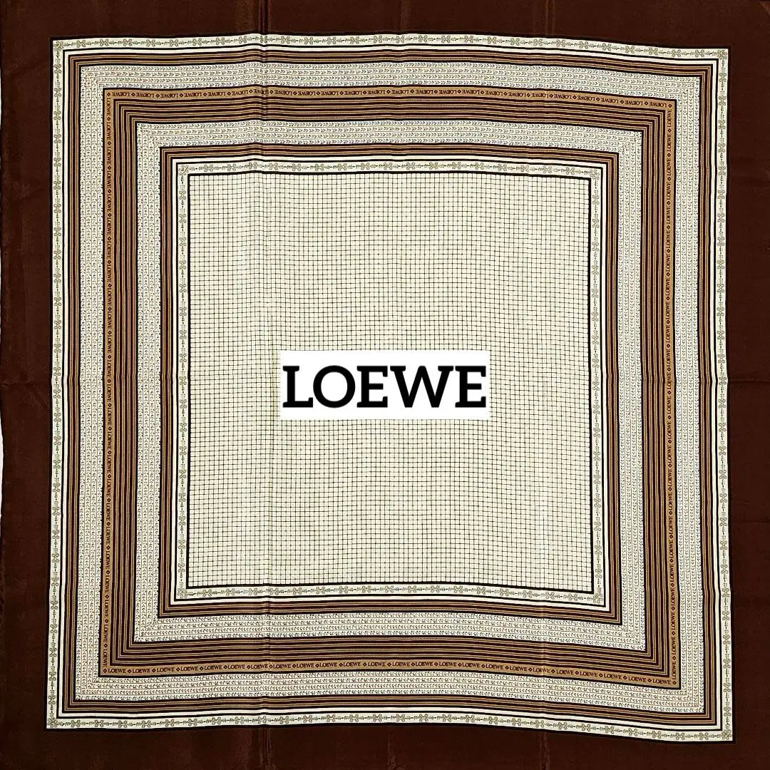 ★LOEWE★ Large Scarf Check Square Casual Brown