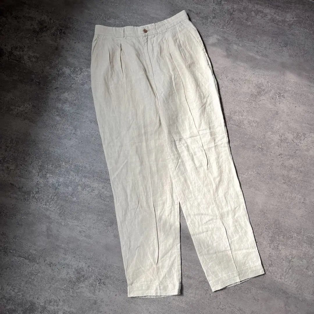 natural linen pants offwhite tuck slacks