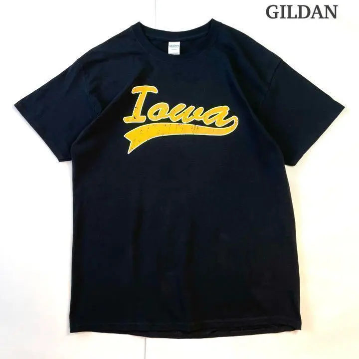 [Popular] GILDAN Short Sleeve T-shirt Black College Printed Logo Old-wear