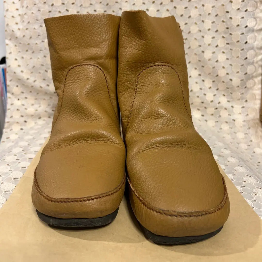 ◆ Camel Leather Boots L Short Length