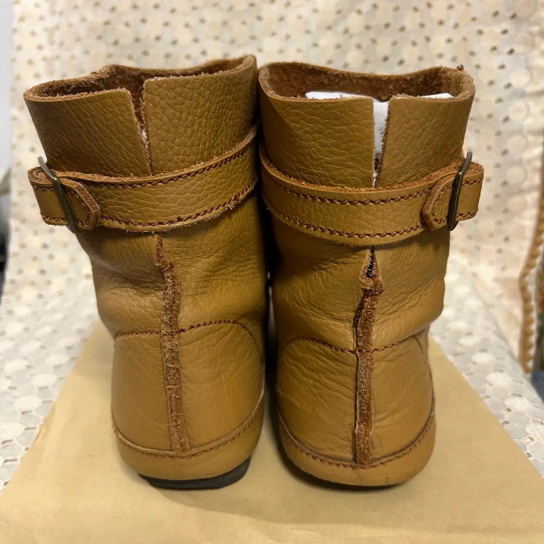 ◆ Camel Leather Boots L Short Length