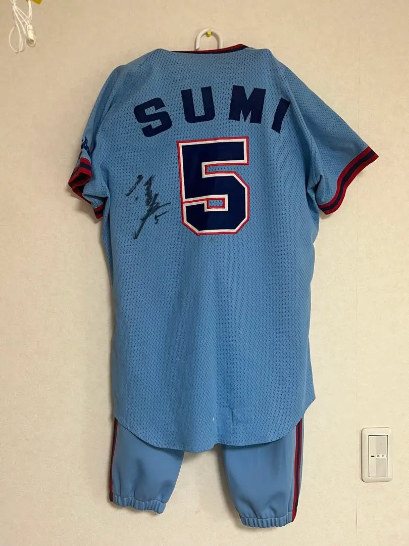 Formerly autographed Tokyo Yakult Swallows Hakushi Fujio Actual use uniform up and down