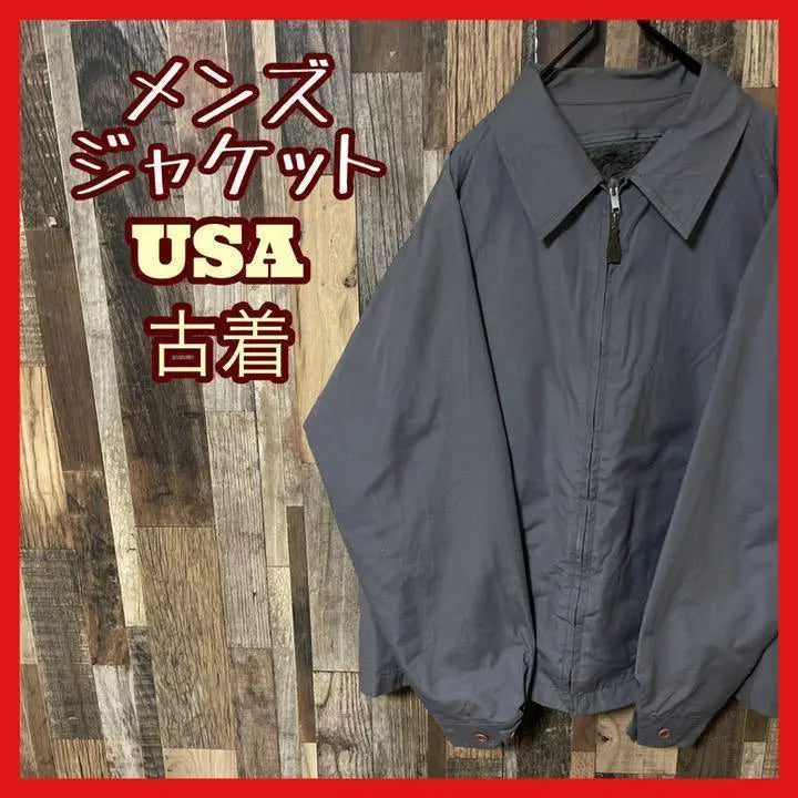 Gris Trabajo Blouson Hombres L USA Ropa antigua 90s Chaqueta de manga larga | グレー ワーク ブルゾン メンズ L USA古着 90s 長袖 ジャケット