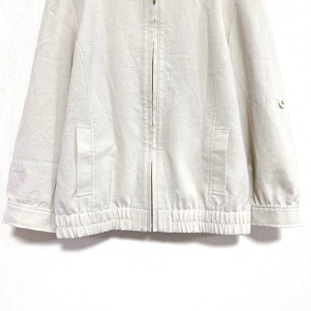 No -color jacket blouson "Kosadebert" (M) ivory 7 -minute sleeve thin | ノーカラージャケットブルゾン『コサデベール』（M）アイボリー　七分袖　薄手