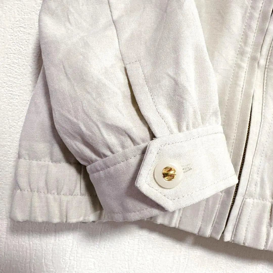 No -color jacket blouson "Kosadebert" (M) ivory 7 -minute sleeve thin | ノーカラージャケットブルゾン『コサデベール』（M）アイボリー　七分袖　薄手