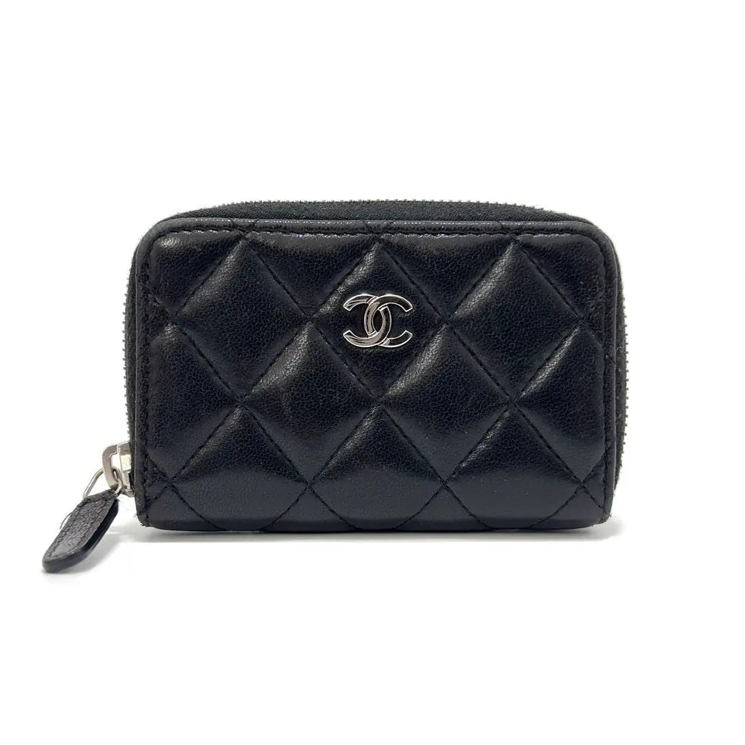 Monedero mini Chanel Coin Case de piel de cordero negra Matelasse