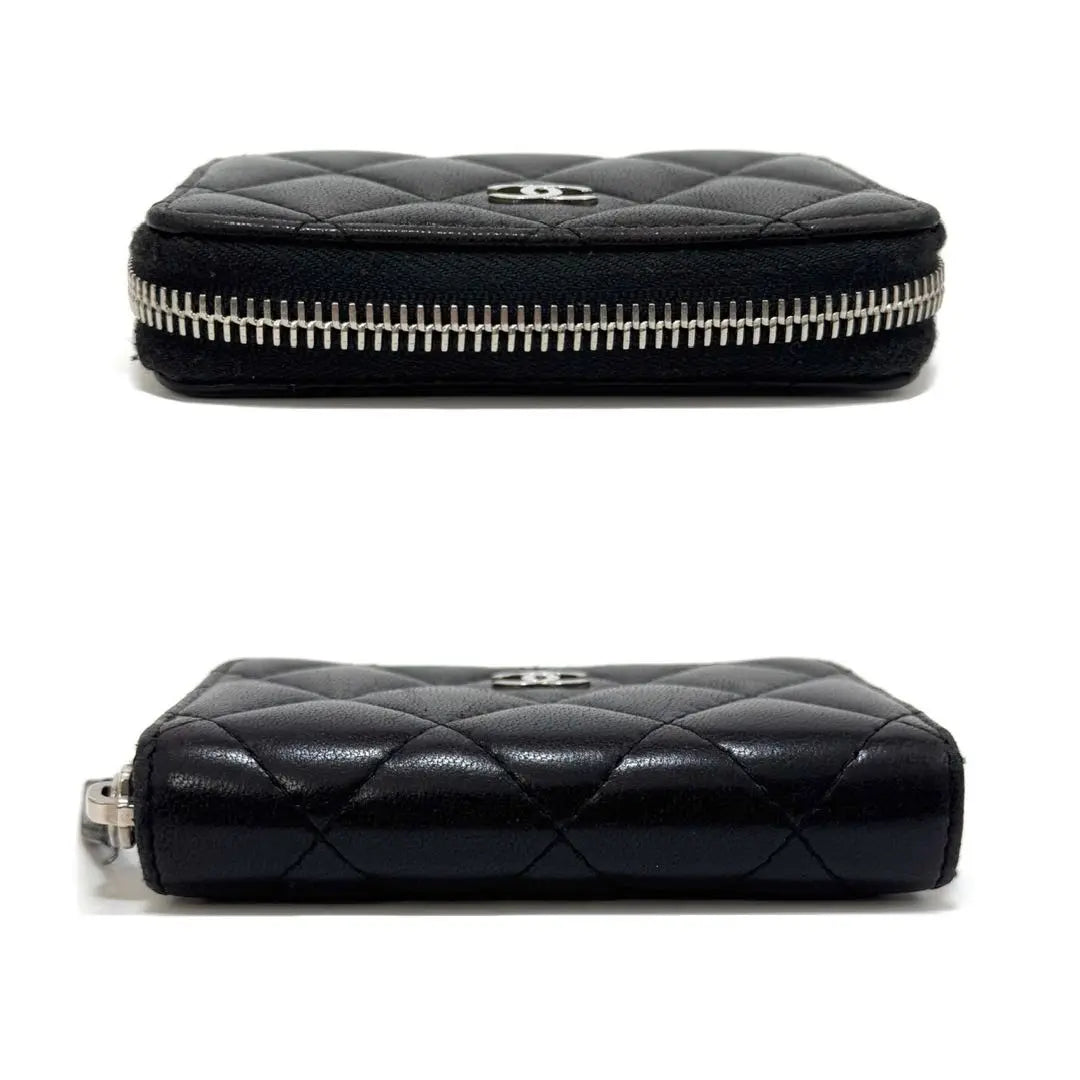 Chanel Coin Case Mini Wallet Black Lambskin Matelasse