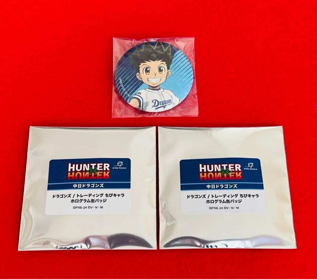 HUNTER x HUNTER Chunichi Dragons Hologram Can Badge Gon 3 pieces