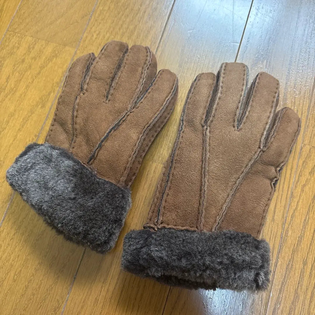 Guantes con forro de piel de ante marrón | ブラウン スエード ファー裏地 手袋