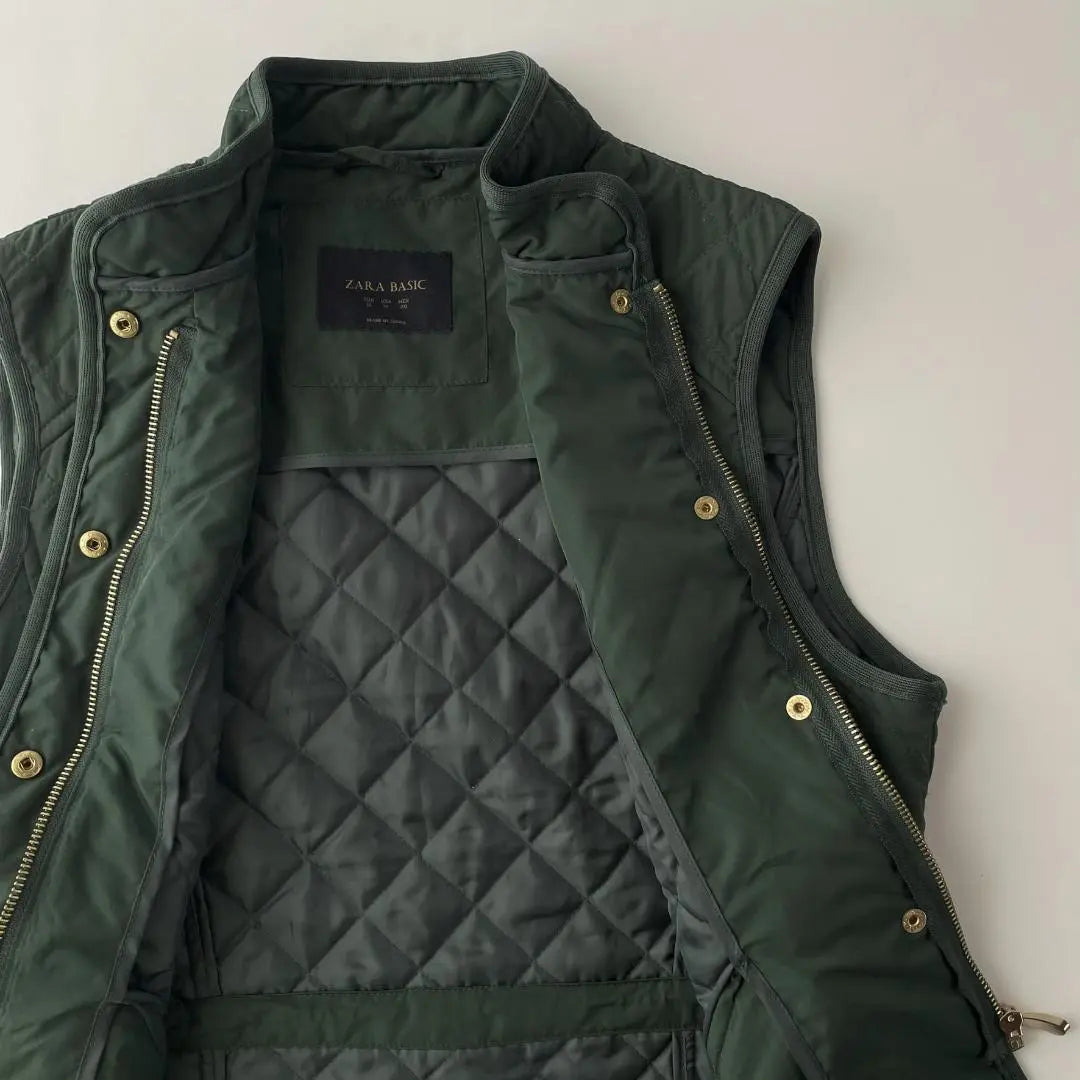 ZARA BASIC Design Vest Jacket Gold Button Quilted