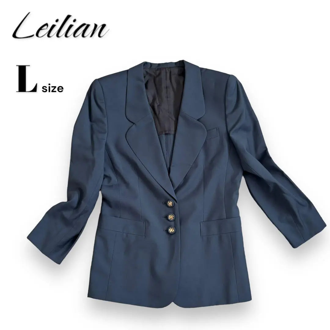 Leilian Tailored Jacket Made in Italy Wool Blue L