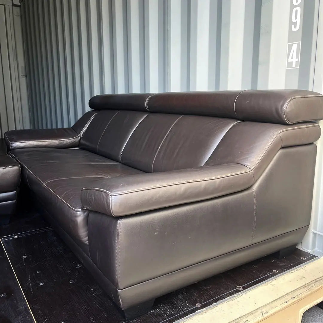 Installation is free! Karimoku Furniture ZU53 Genuine Leather Redark Brown Sofa Ottoman✨