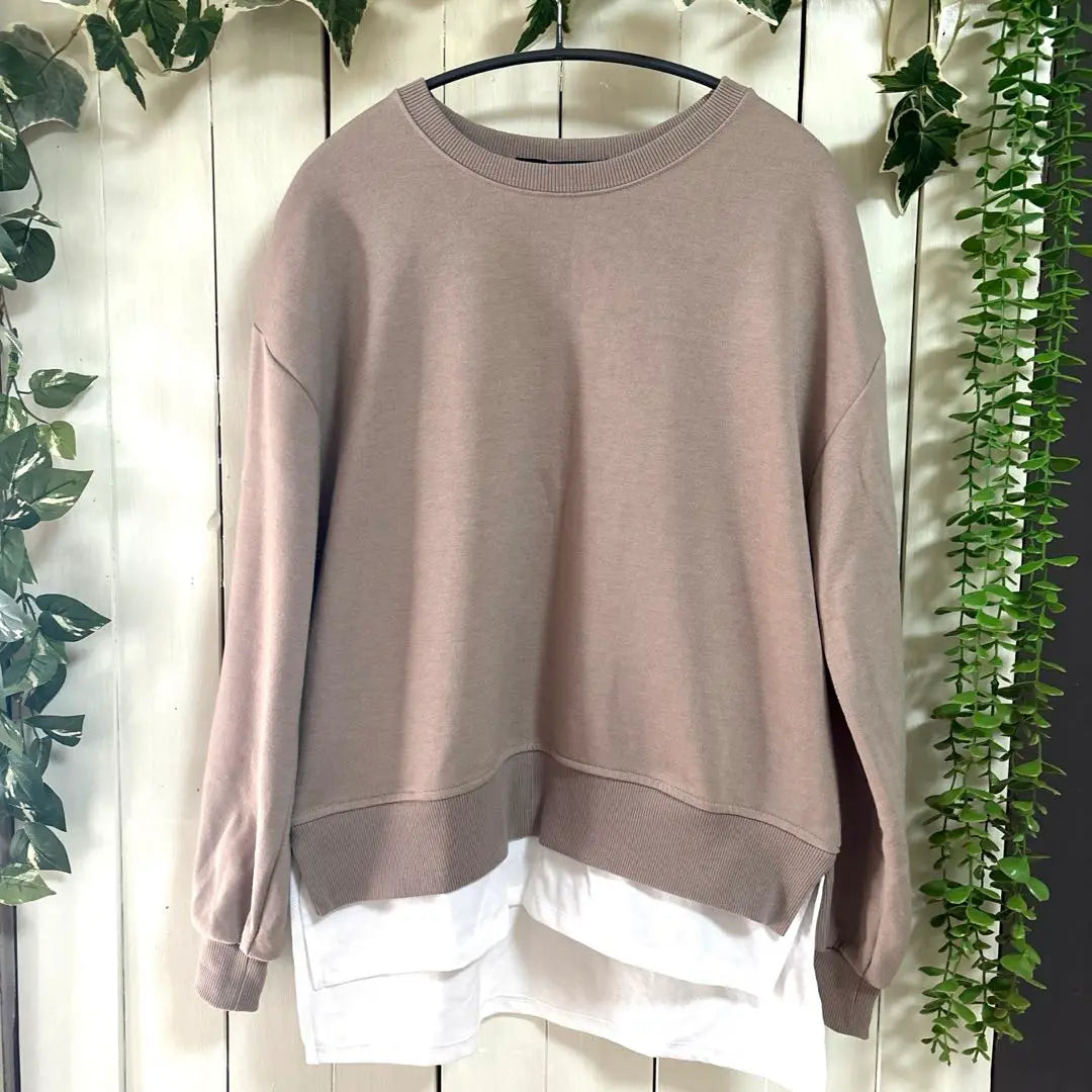 Brown Layered Long Sleeve Sweatshirt L Size