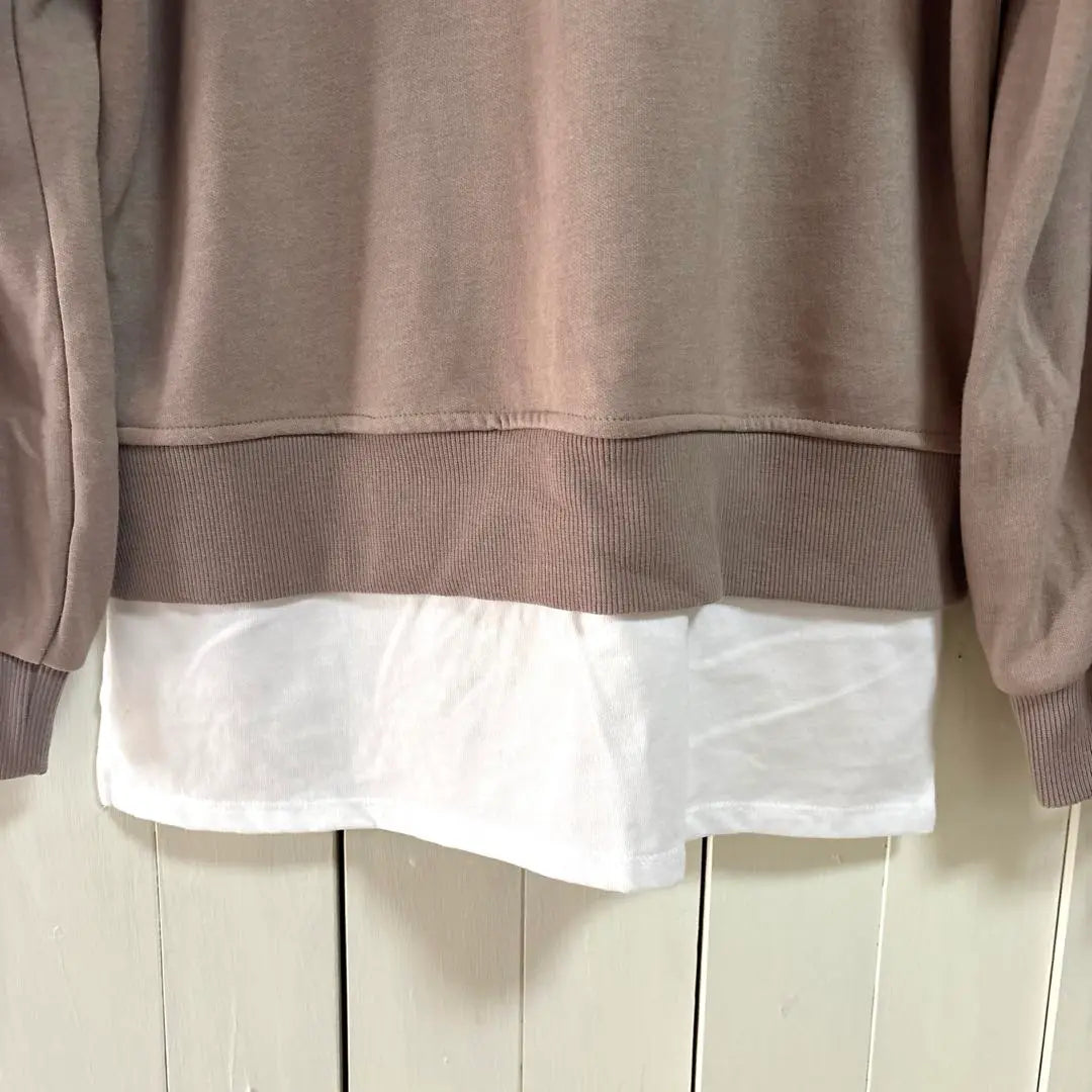 Brown Layered Long Sleeve Sweatshirt L Size