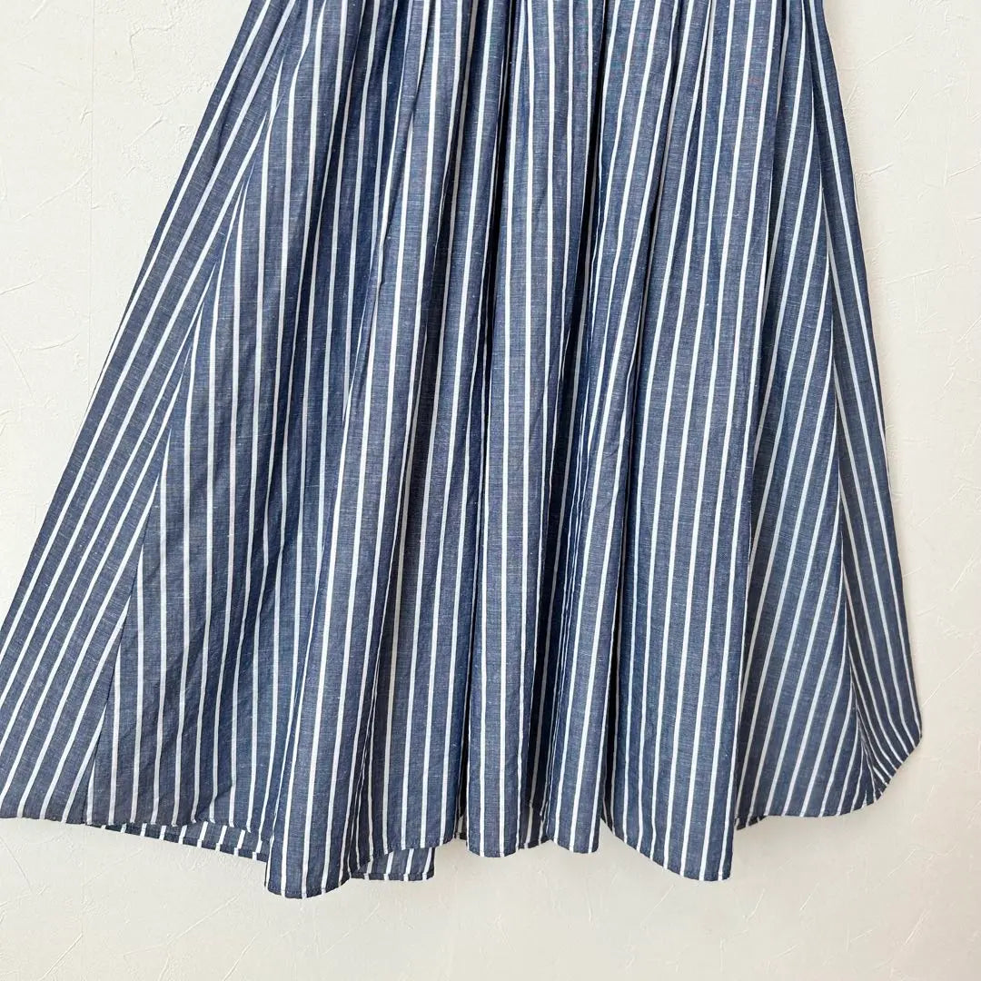 [Good condition, only 1 item] Jiyuku Stripe Cotton Linen Dress 30 XS