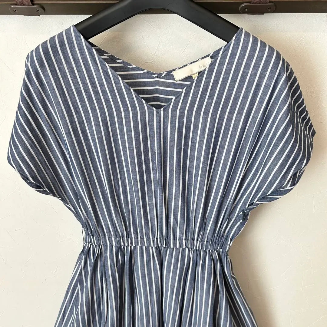 [Good condition, only 1 item] Jiyuku Stripe Cotton Linen Dress 30 XS