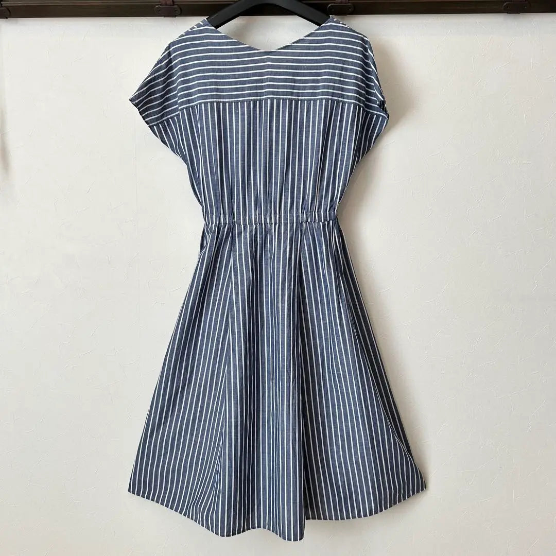 [Good condition, only 1 item] Jiyuku Stripe Cotton Linen Dress 30 XS