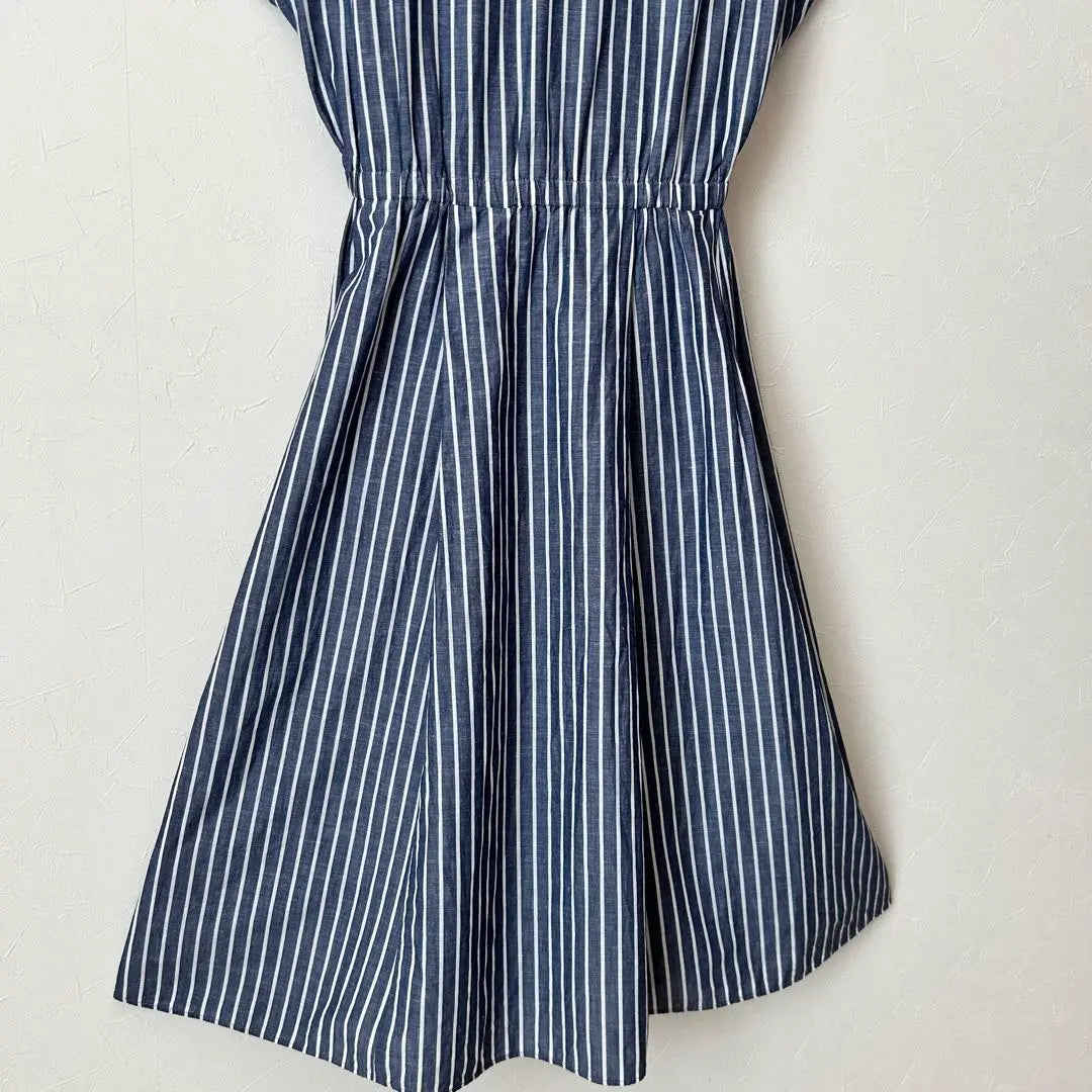 [Good condition, only 1 item] Jiyuku Stripe Cotton Linen Dress 30 XS