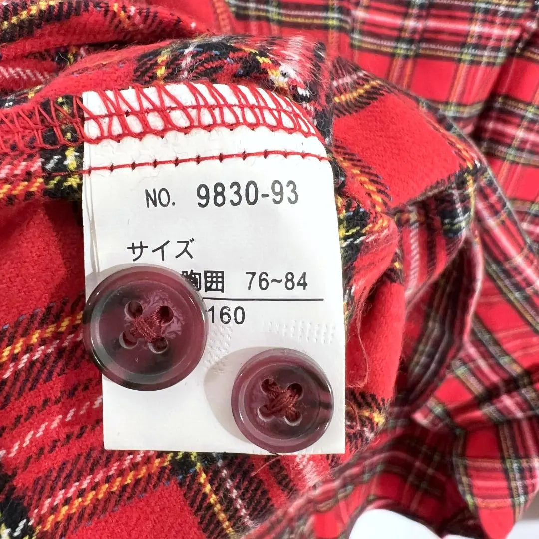 [IY BASICS] Red Check Pattern Long Sleeve Shirt Kids Clothing 160 [New]