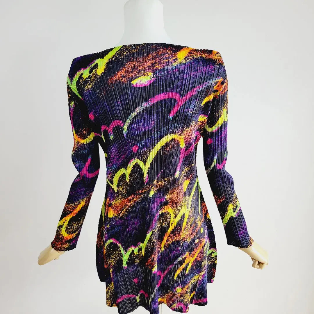 Superb condition Pleats Please JUMP&TURN Rhythmic Neon Flare Tunic