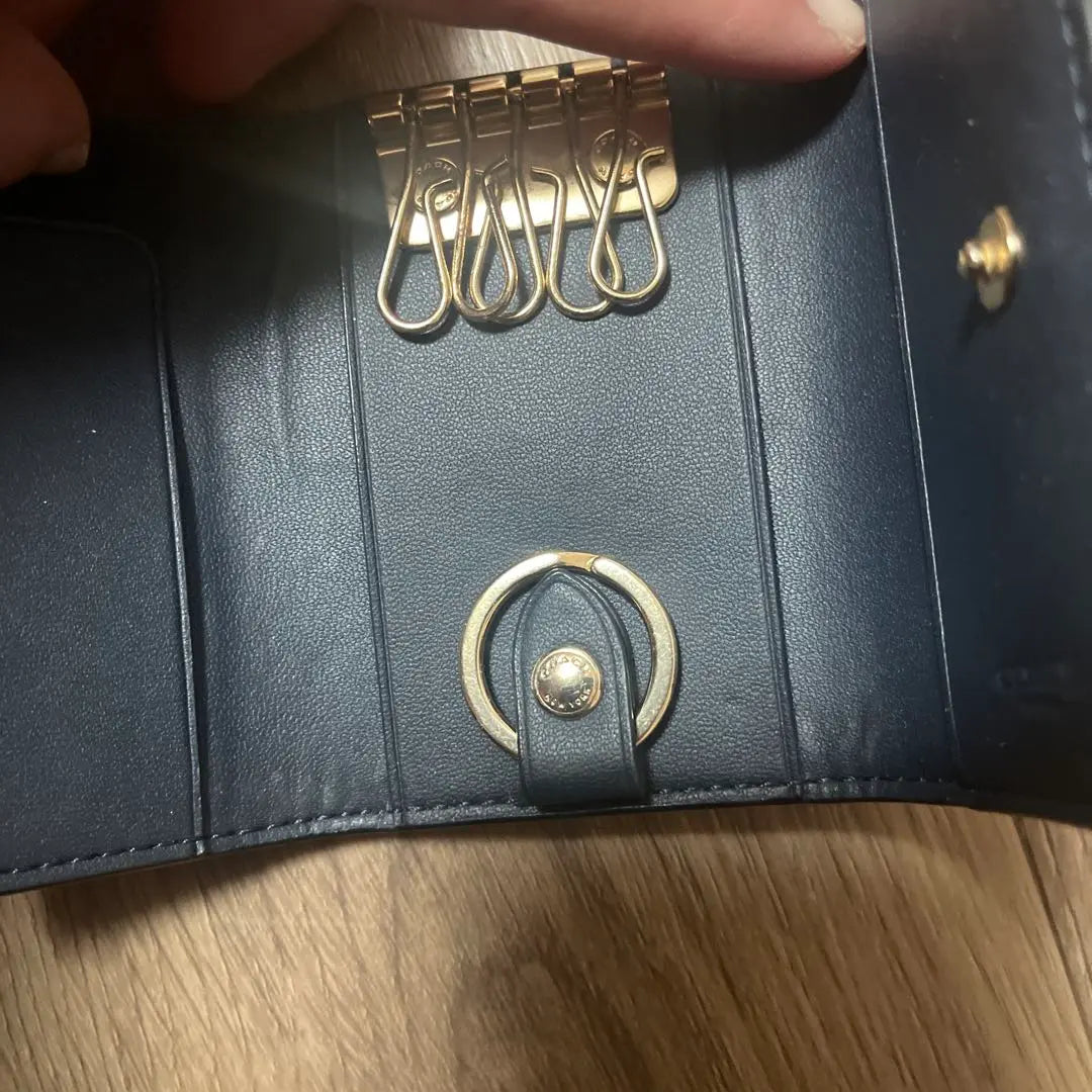 [Buen estado] Estuche para llaves COACH de lona con 5 anillas y firma, reducción de precio