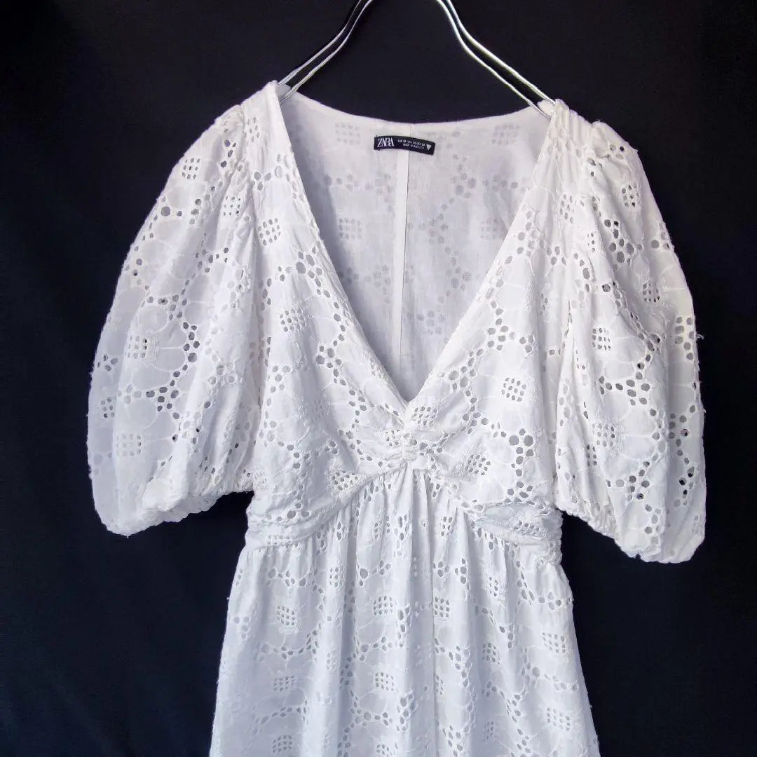 ZARA Cutwork Cotton Dress Maxi Length XS