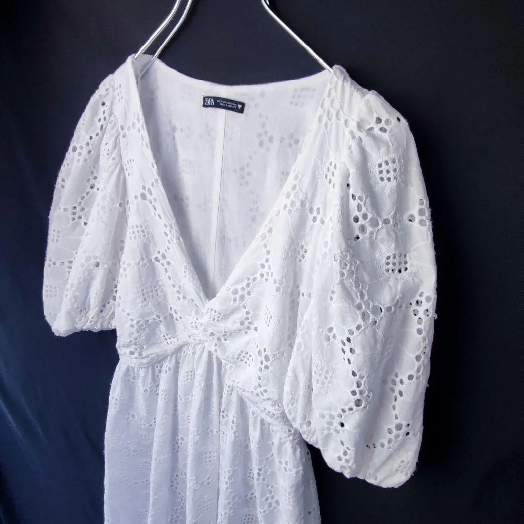 ZARA Cutwork Cotton Dress Maxi Length XS